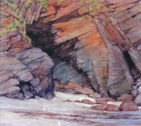 Rocks at Cadgwith, Cornwall, 1924
